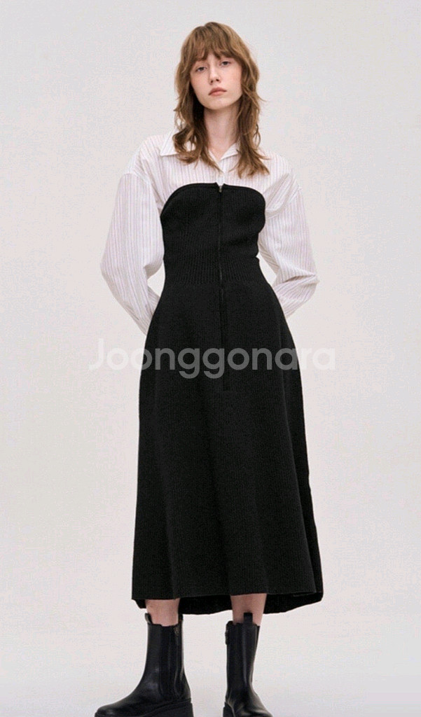 시스템 집업 니트 원피스--0