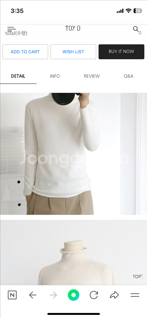 토이오) 이태리 까리아지 캐시미어100 싱글 하이넥--8