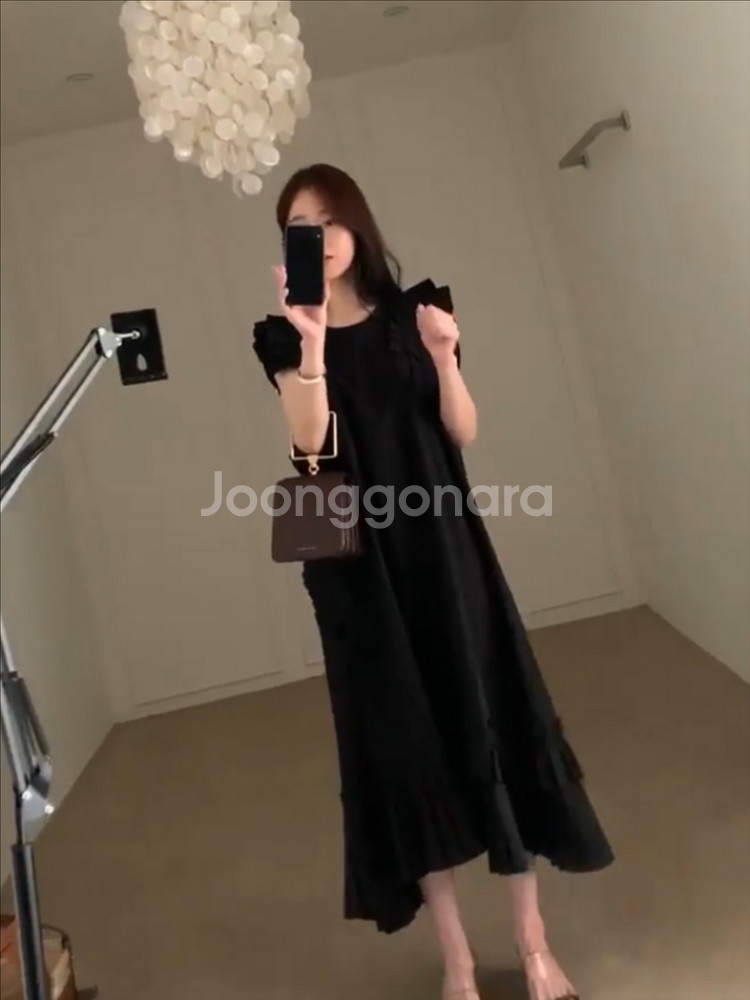 바이씨니 나시 플리츠 원피스 바스락 프릴 롱 민소매나시--1