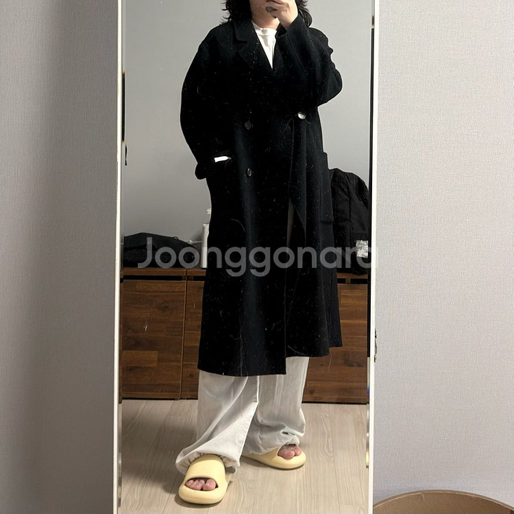 핸드메이드 롱 코트 블랙--1