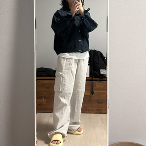 크롭 야상 자켓 네이비