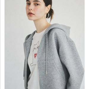 씨타 로고 스티치 후드 집업-멜란지그레이