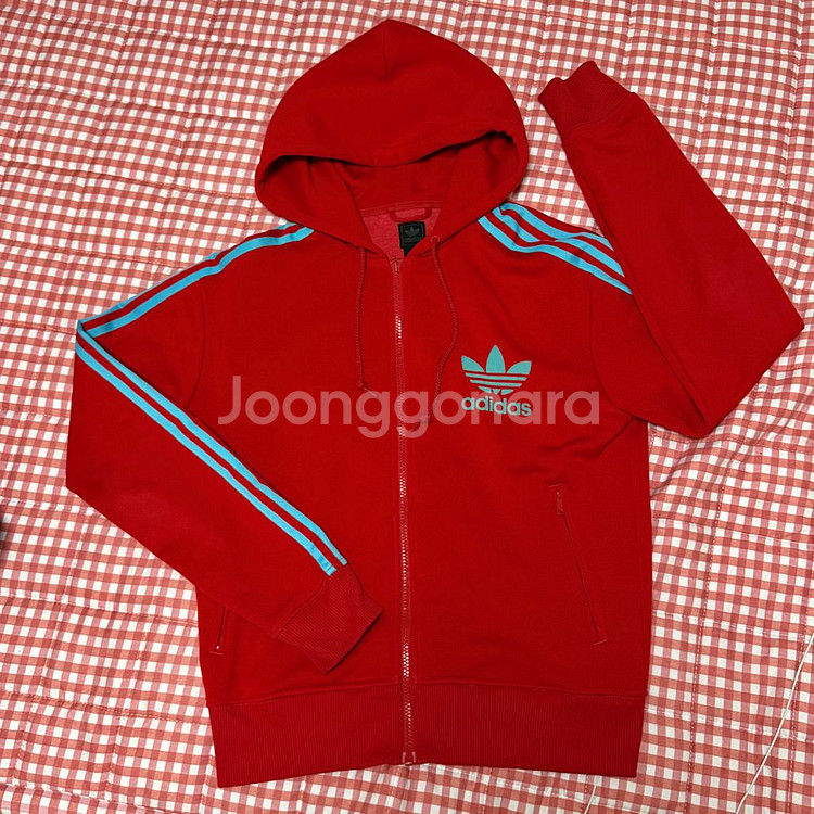 아디다스 후드집업 져지 빨강 하늘 100--0