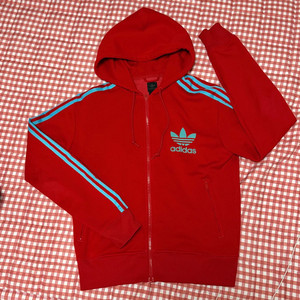 아디다스 후드집업 져지 빨강 하늘 100