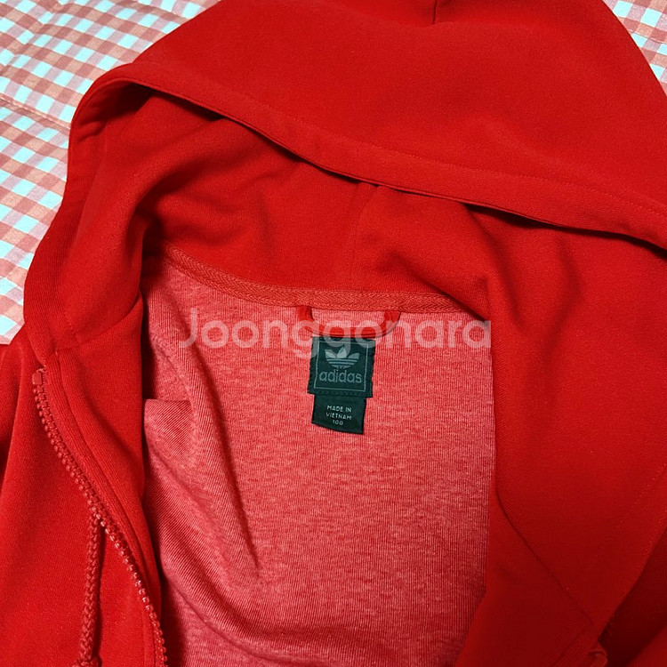 아디다스 후드집업 져지 빨강 하늘 100--3
