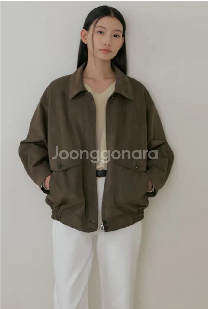 링서울 오버사이즈 스웨이드 블루종 카키브라운--3