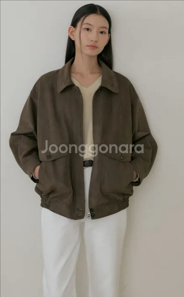 링서울 오버사이즈 스웨이드 블루종 카키브라운--4