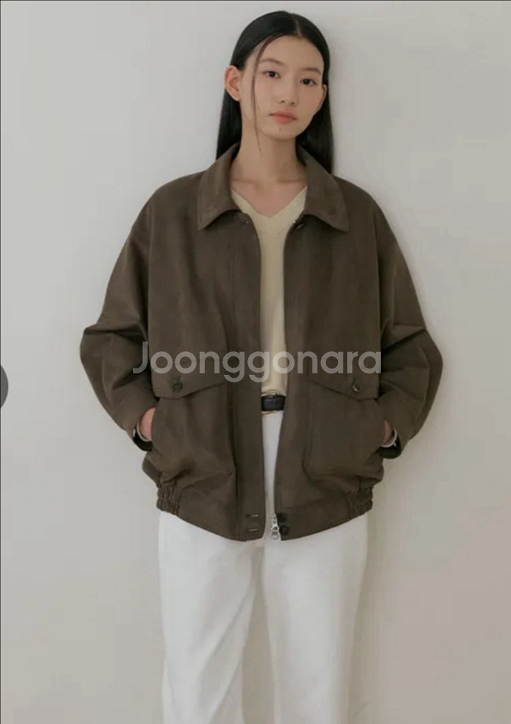 링서울 오버사이즈 스웨이드 블루종 카키브라운--0