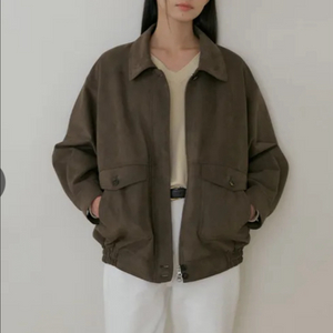 링서울 오버사이즈 스웨이드 블루종 카키브라운