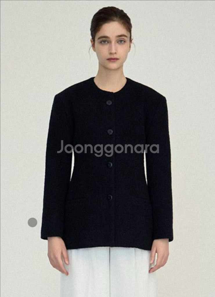 녹섭 부클 울자켓 boucle wool jacket--4