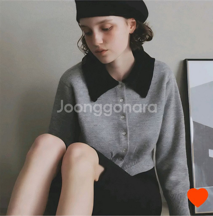 oro 오로 웨이브 칼라 가디건_그레이--0