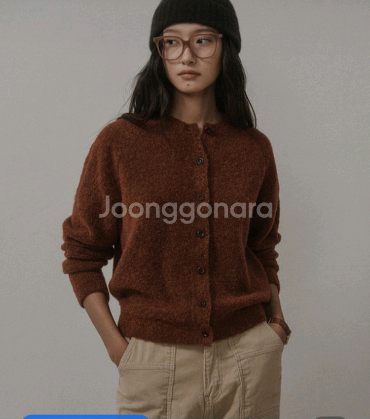 세이지먼트 부클 알파카 가디건 카키--1