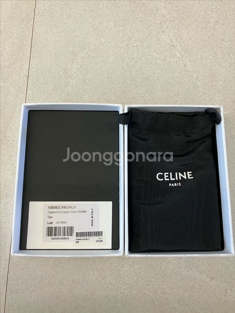 CELINE / 트리옹프&램스킨 지퍼 컴팩트 카드지갑--4