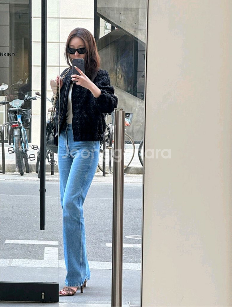 더로랑 펄블랙 하운드투스 봄버 트위드 M사이즈 새상품--5