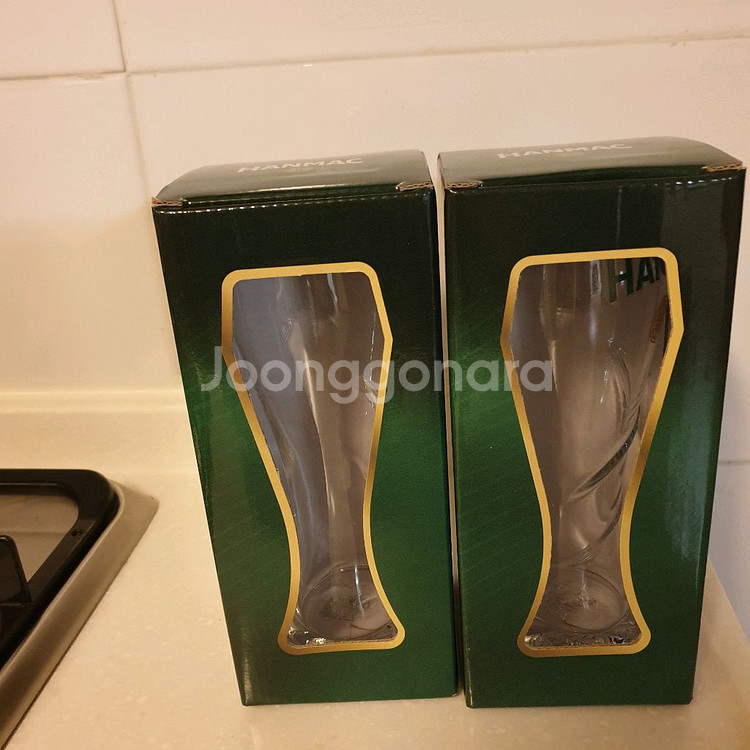 한맥 전용 맥주잔 2개 세트--1
