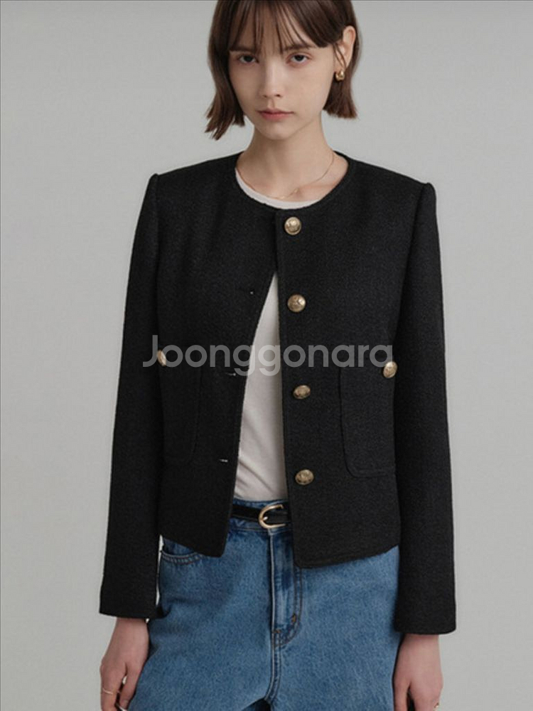 룩캐스트 베카 트위드자켓 새상품 블랙 정장 자켓 하객룩--0