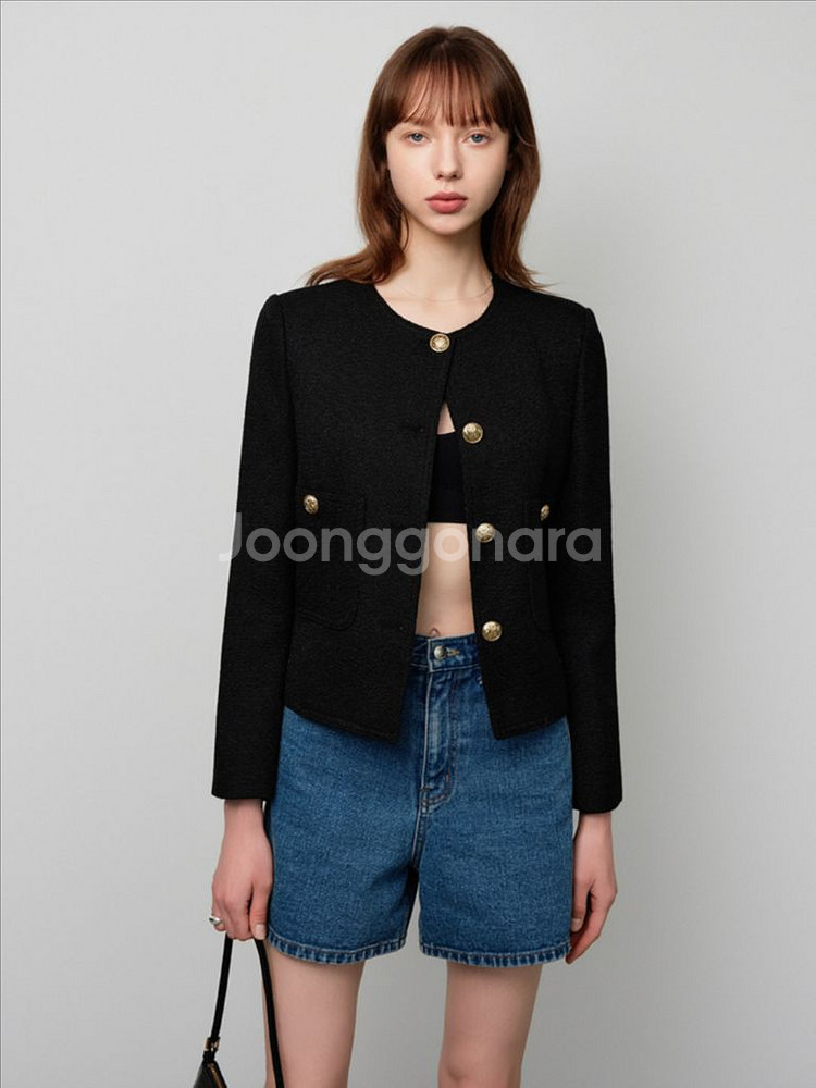 룩캐스트 베카 트위드자켓 새상품 블랙 정장 자켓 하객룩--1