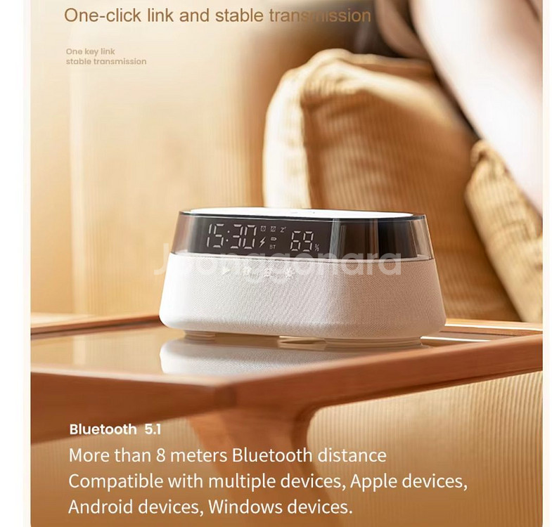 블루투스 스피커 스마트폰 충전 시계 탁상 화이트 데스크--7