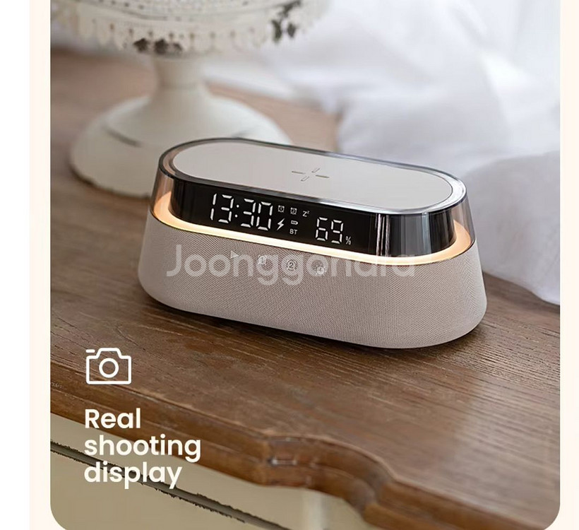 블루투스 스피커 스마트폰 충전 시계 탁상 화이트 데스크--9