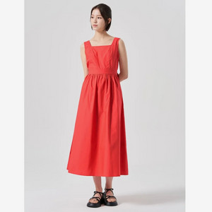 에잇세컨즈 코튼 민소매 롱 원피스 레드