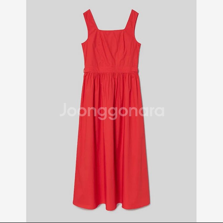 에잇세컨즈 코튼 민소매 롱 원피스 레드--5