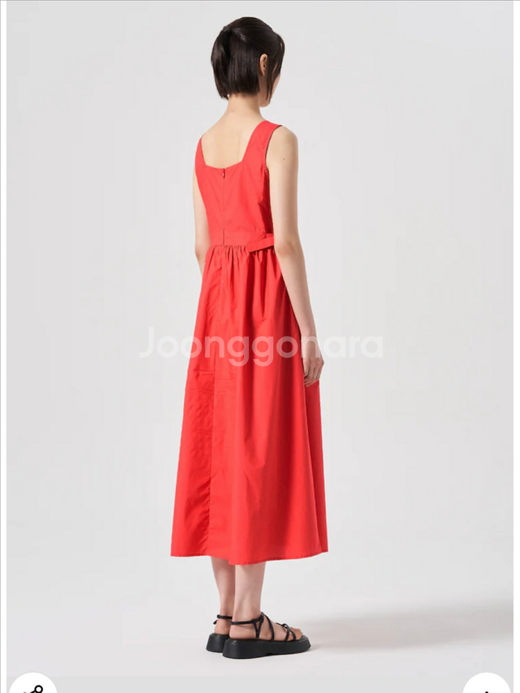 에잇세컨즈 코튼 민소매 롱 원피스 레드--4