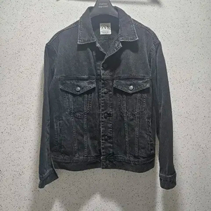 M) 자라 박시핏 블랙 데님 자켓 흑청 트러커