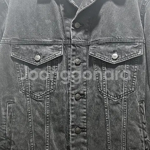 M) 자라 박시핏 블랙 데님 자켓 흑청 트러커--1