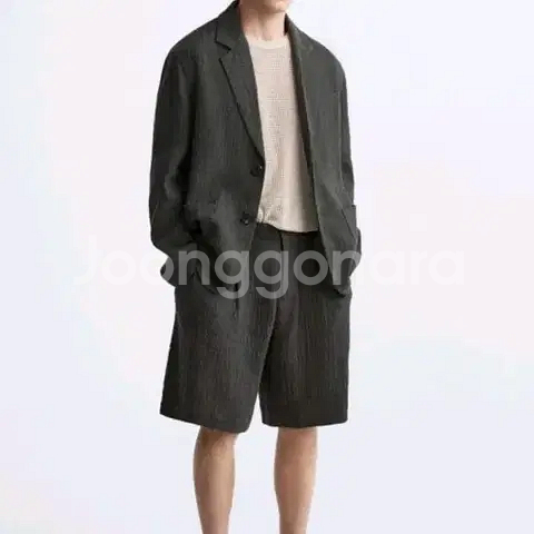 M) 자라 zara 면린넨 혼방 블레이저 자켓 코코아--4