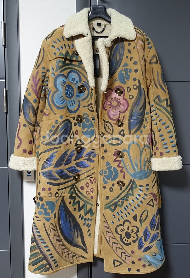 버버리 프로섬 카멜 프린팅 스웨이드 무스탕 코트 새상품--0