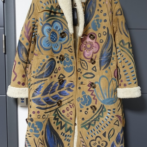 버버리 프로섬 카멜 프린팅 스웨이드 무스탕 코트 새상품