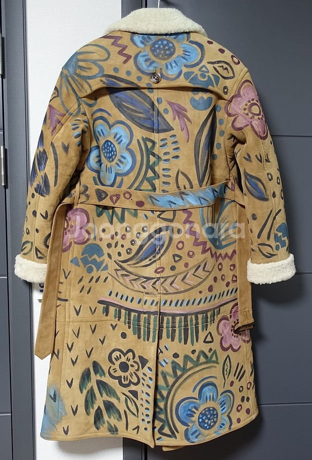 버버리 프로섬 카멜 프린팅 스웨이드 무스탕 코트 새상품--2