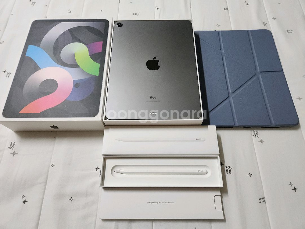 아이패드에어4+애플펜슬2세대+케이스+박스 A급상태--0