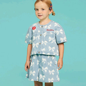 [상태최상]베베드피노 리본데님크롭자켓+팬츠셋업