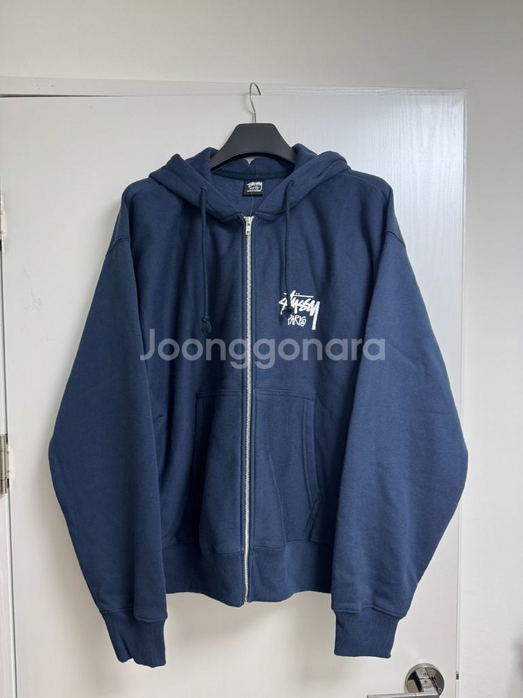스투시 파리 네이비 후드집업 XL 새상품--4