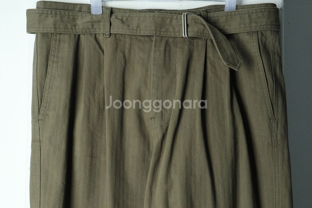 (L) 브랜드빈티지 면바지 팬츠 에스파이 카키 와이드--2