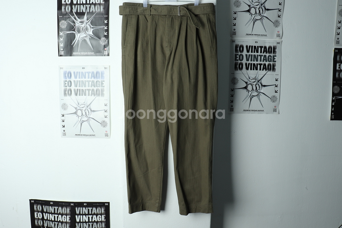(L) 브랜드빈티지 면바지 팬츠 에스파이 카키 와이드--1