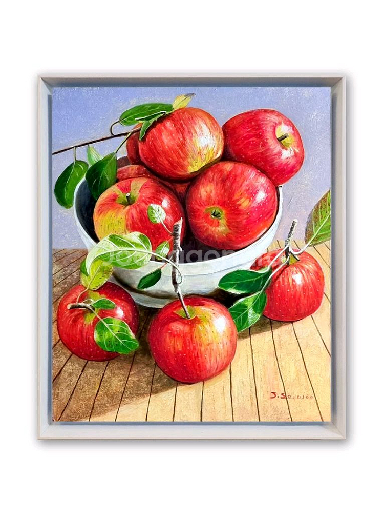 빨강사과 한가득 유화작품--0