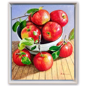 빨강사과 한가득 유화작품