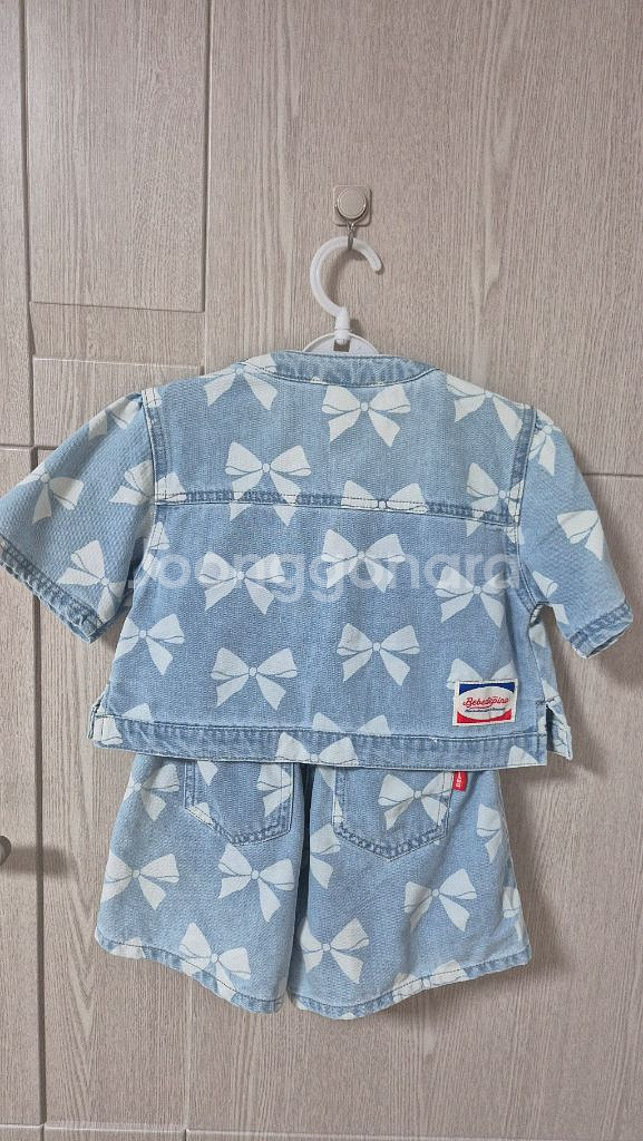 [상태최상]베베드피노 리본데님크롭자켓+팬츠셋업--11