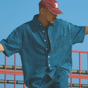 2벌)스파오데님 오버핏 반팔 셔츠 xl