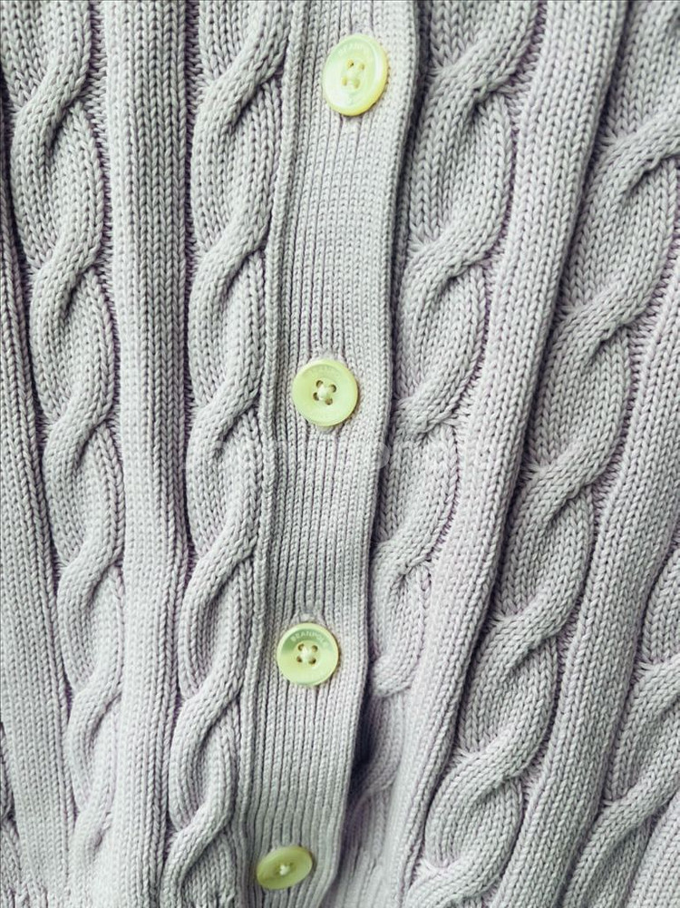 빈폴 레이디스 코튼 케이블 브이넥 5부 가디건 라벤다--7