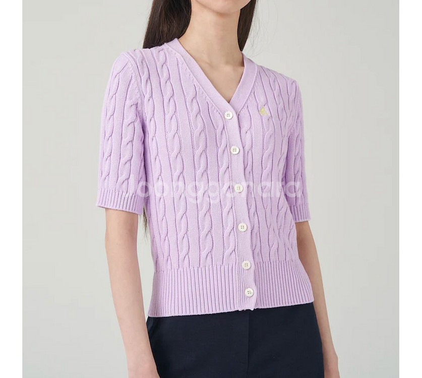 빈폴 레이디스 코튼 케이블 브이넥 5부 가디건 라벤다--8