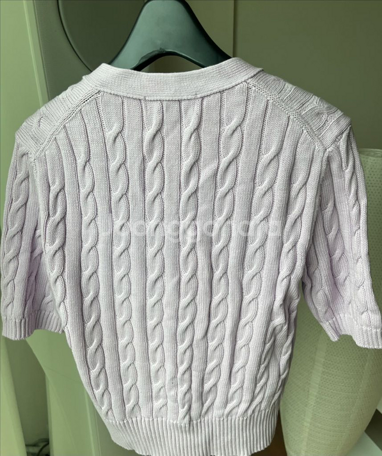 빈폴 레이디스 코튼 케이블 브이넥 5부 가디건 라벤다--11