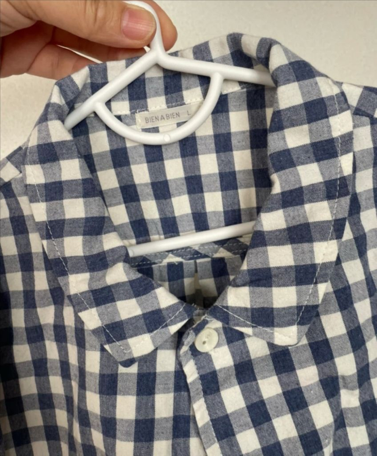 키즈 비엔어비엔 깅엄체크 셔츠 L--1