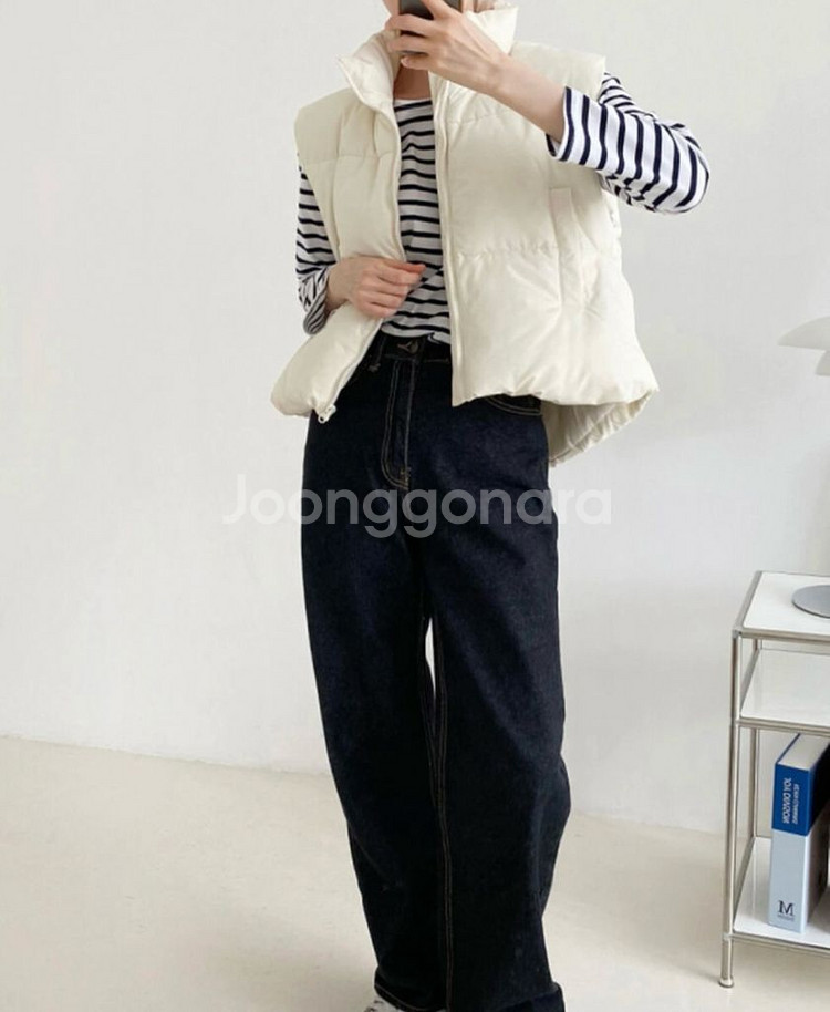 언발 패딩 조끼--0