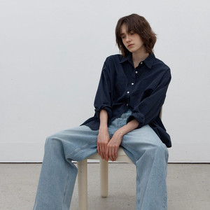 코어드 빈티지 워싱 셔츠 네이비