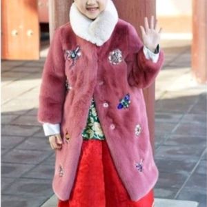 르 모티브 키즈 에코퍼 쥬얼리 롱 코트 4-5y