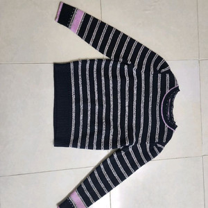 마인 글리터 스트라이프 니트 탑