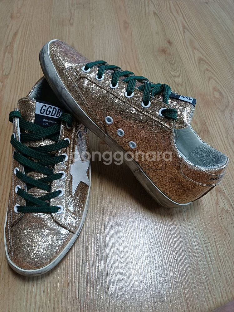 골든구스 골드 글리터 스니커즈 정품!39사이즈245!--1